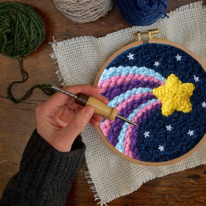 Shooting Star Rainbow Punch Needle Kit - Playful Craft | Magical Home Touch - image 6