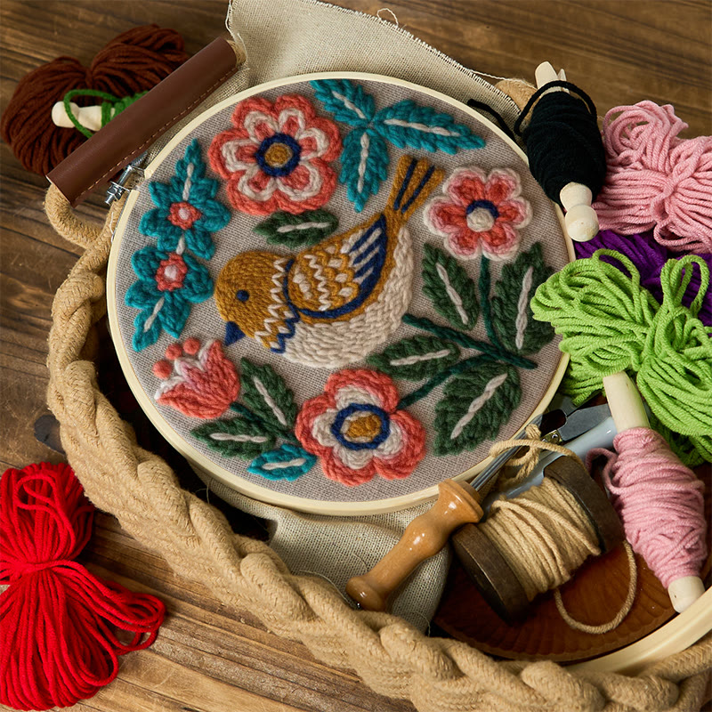 Bohemian Bird And Floral Punch Needle Kit - Effortless Craft | Vibrant Home Accent - image 10