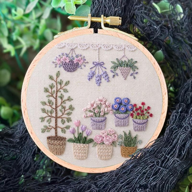 Rubbyoo Embroidery Kit - Tabletop Potted Garden | Relaxing Handwork | Fresh Home Accent - image 3