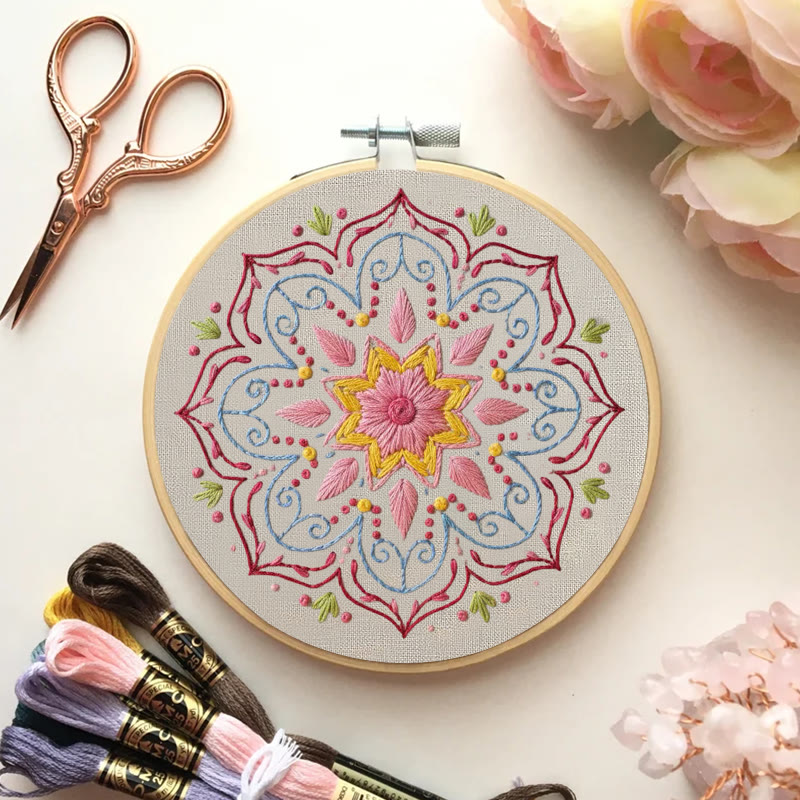 Rubbyoo Embroidery Kit - Pastel Mandala Motif | Gentle Diy | Artistic Home Addition - image 3