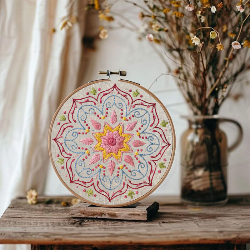 Rubbyoo Embroidery Kit - Pastel Mandala Motif | Gentle Diy | Artistic Home Addition - image 2