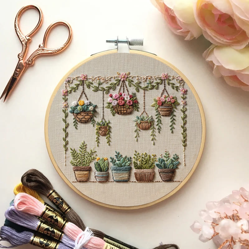 Rubbyoo Embroidery Kit - Hanging Planter And Succulent | Accessible Craft | Natural Home Charm - image 5