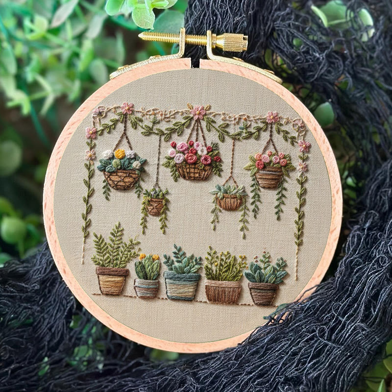 Rubbyoo Embroidery Kit - Hanging Planter And Succulent | Accessible Craft | Natural Home Charm - image 7