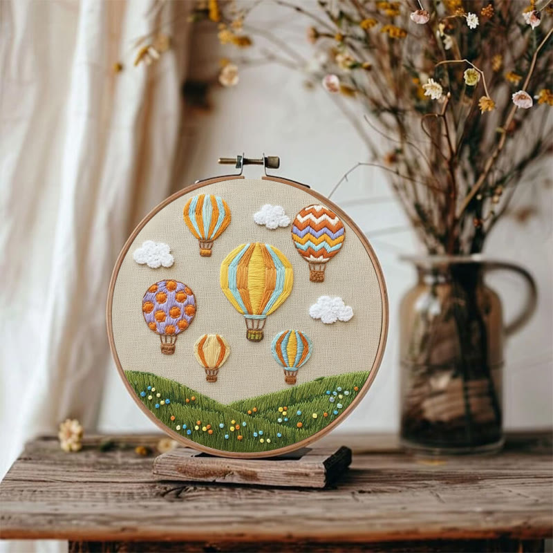 Rubbyoo Embroidery Kit - Hot Air Balloon Meadow | Cheerful Craft | Whimsical Accent - image 2