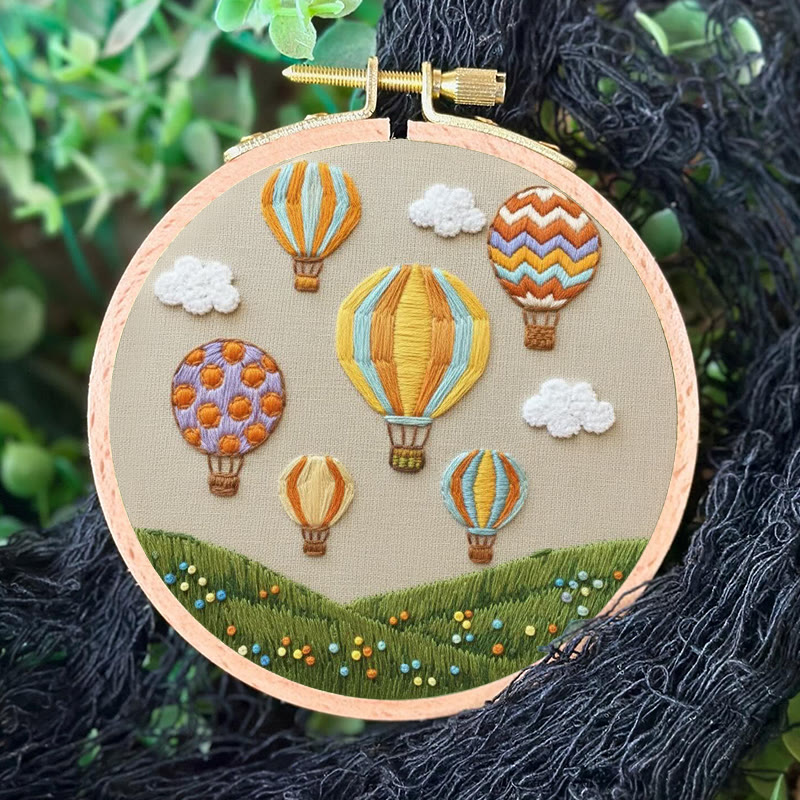 Rubbyoo Embroidery Kit - Hot Air Balloon Meadow | Cheerful Craft | Whimsical Accent - image 6