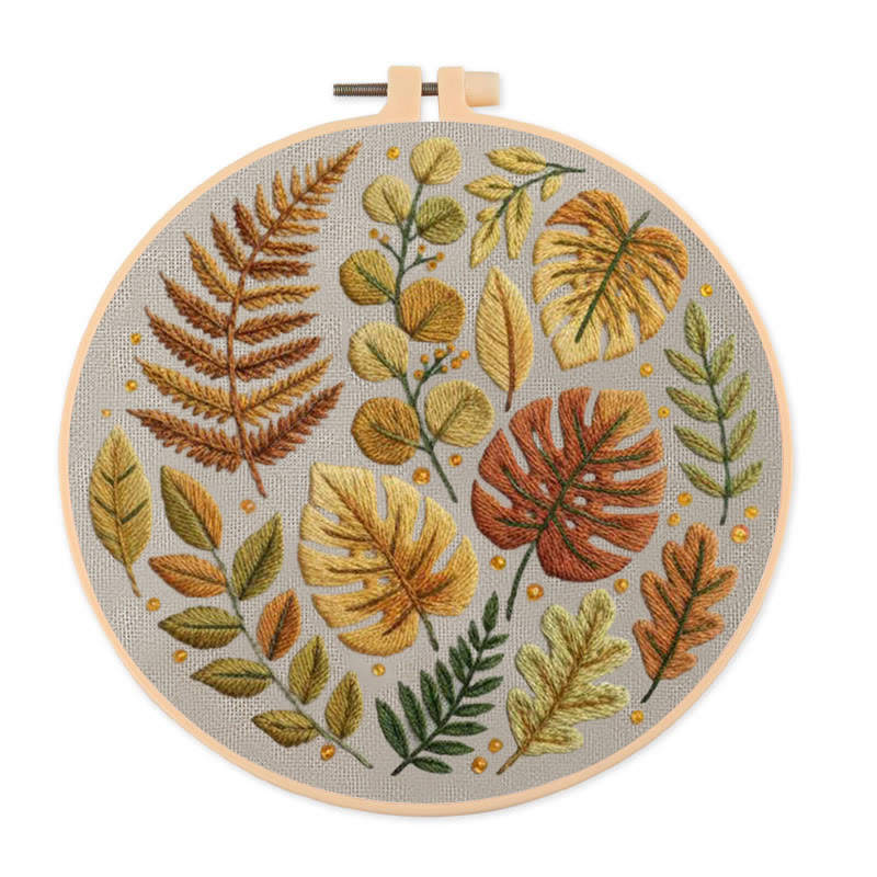 Rubbyoo Embroidery Kit - Autumn Leaf Medley | Cozy Handwork | Seasonal Statement - 20*20cm - image 1
