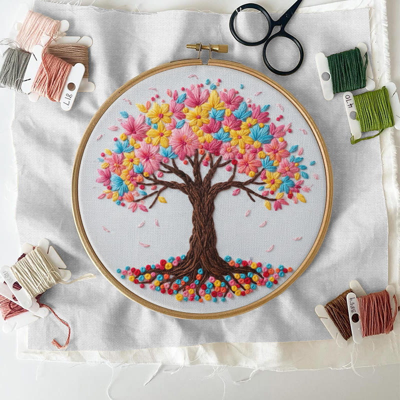 Rubbyoo Embroidery Kit - Rainbow Blossom Tree | Playful Craft | Vibrant Accent - image 2