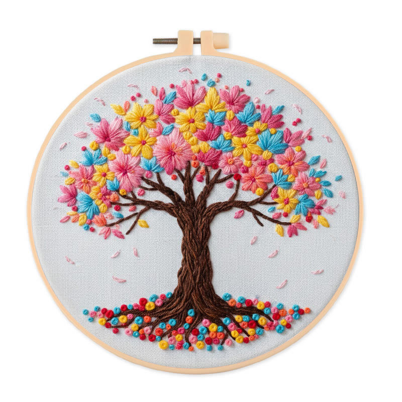 Rubbyoo Embroidery Kit - Rainbow Blossom Tree | Playful Craft | Vibrant Accent - 20*20cm - image 1