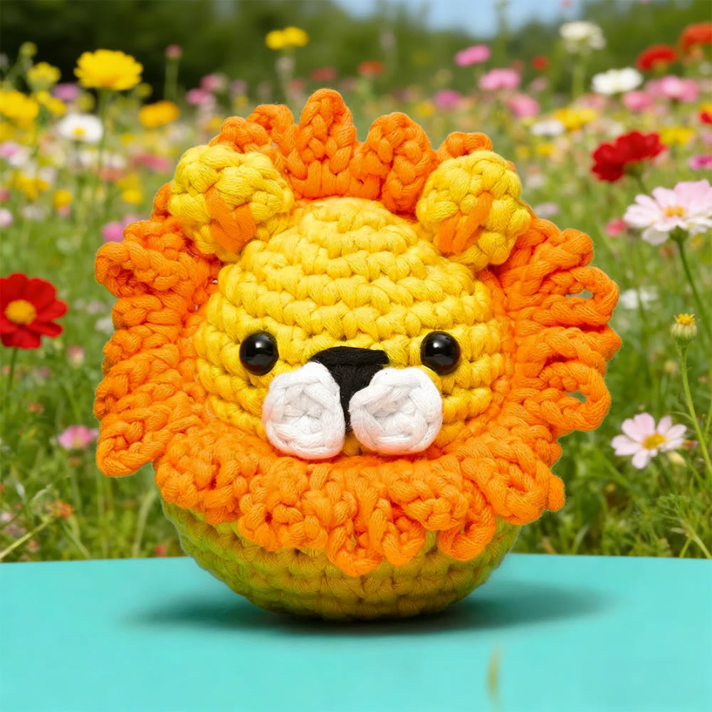 Diy Handmade Lion Crochet Kit - Crocheted Animal Toy | Unique Soft Handicraft - Diy Handmade Lion Crochet Kit - image 1