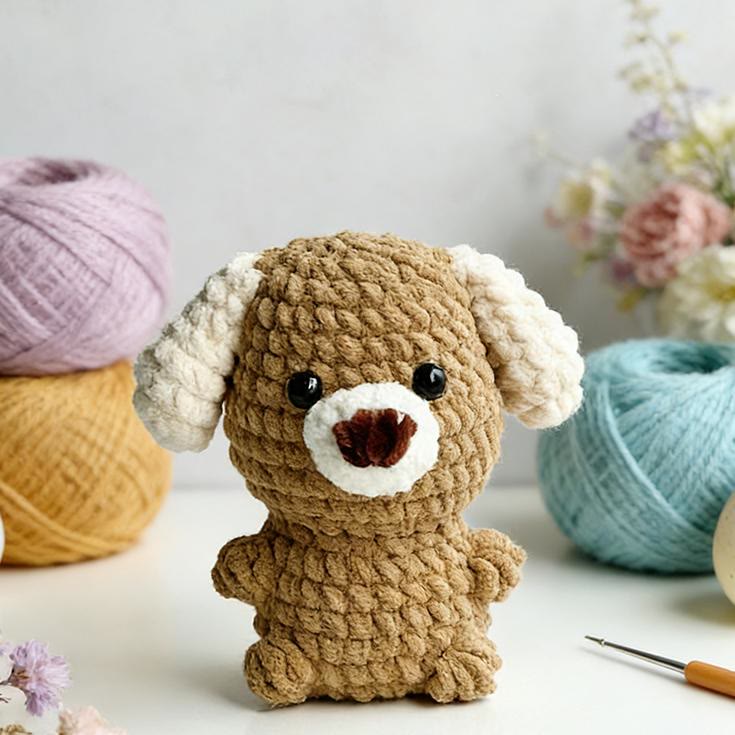 Diy Handmade Mini Puppy Crochet Kit - Animal Crocheted Doll | Beginner Handmade Craft - Diy Handmade Mini Puppy Crochet Kit - image 1