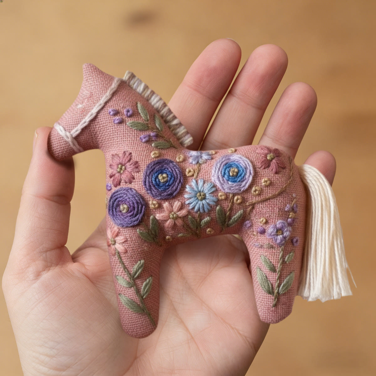 Rubbyoo Dala Horse Embroidery Kit - Purple Floral | Unique Floral Art | Charming Craft For Mom - image 7