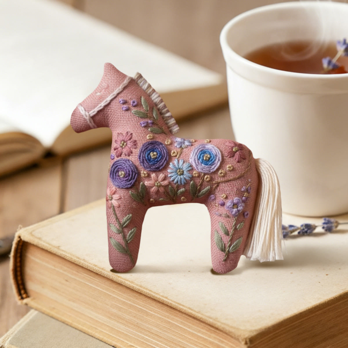 Rubbyoo Dala Horse Embroidery Kit - Purple Floral | Unique Floral Art | Charming Craft For Mom - image 2
