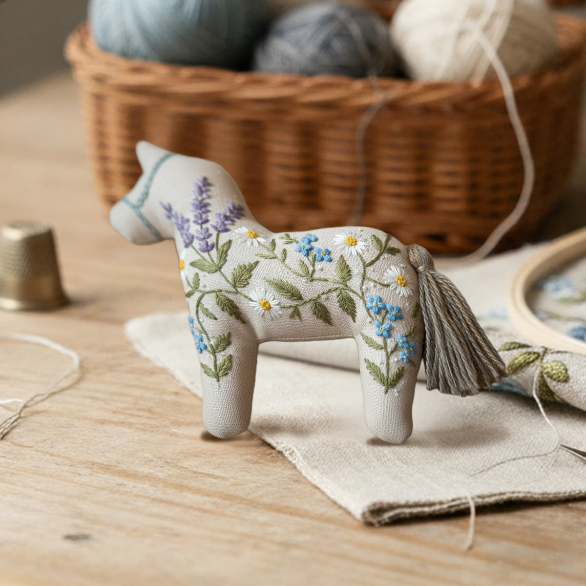 Rubbyoo Dala Horse Embroidery Kit - Daisy Charming | Floral Handmade Craft | Nice Hanging Decor - image 2