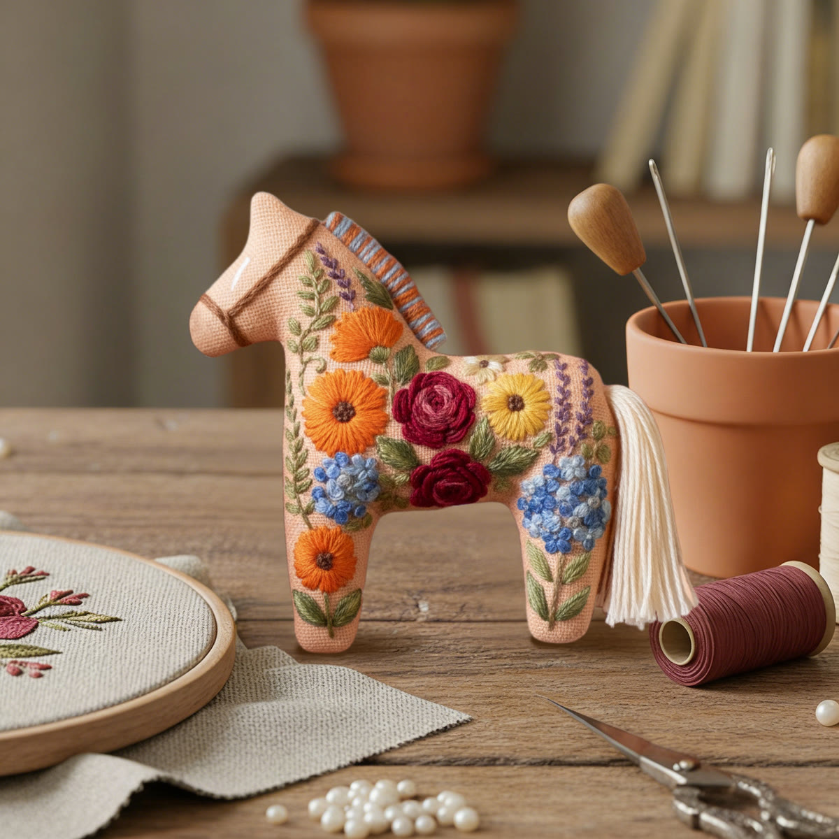 Rubbyoo Dala Horse Embroidery Kit - Colorful Flower | Beautiful Floral Craft | Perfect Handmade Gift  - image 2