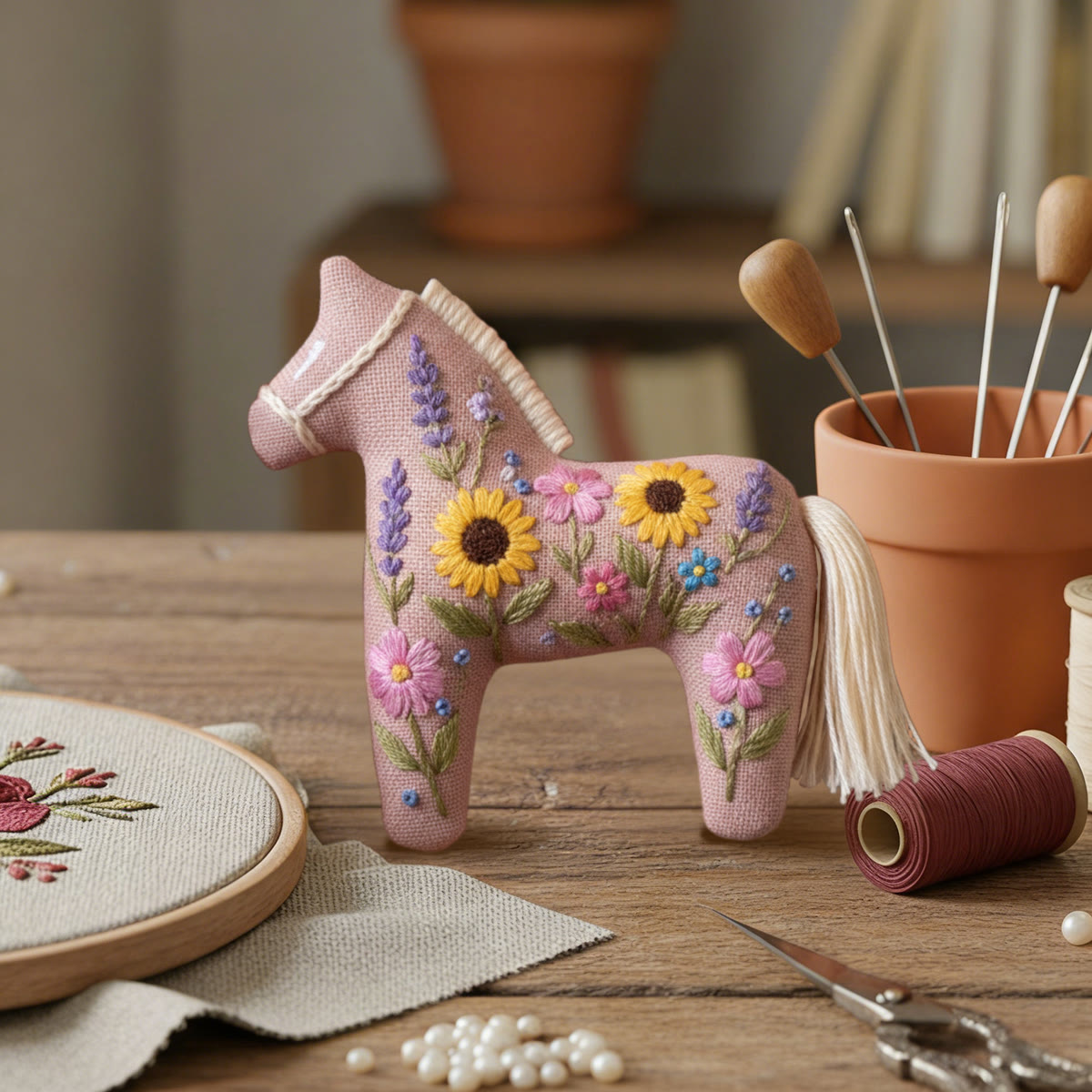 Rubbyoo Dala Horse Embroidery Kit - Blooming Sunflower | Diy Animal Handicraft | Nice Hanging Decor - image 4