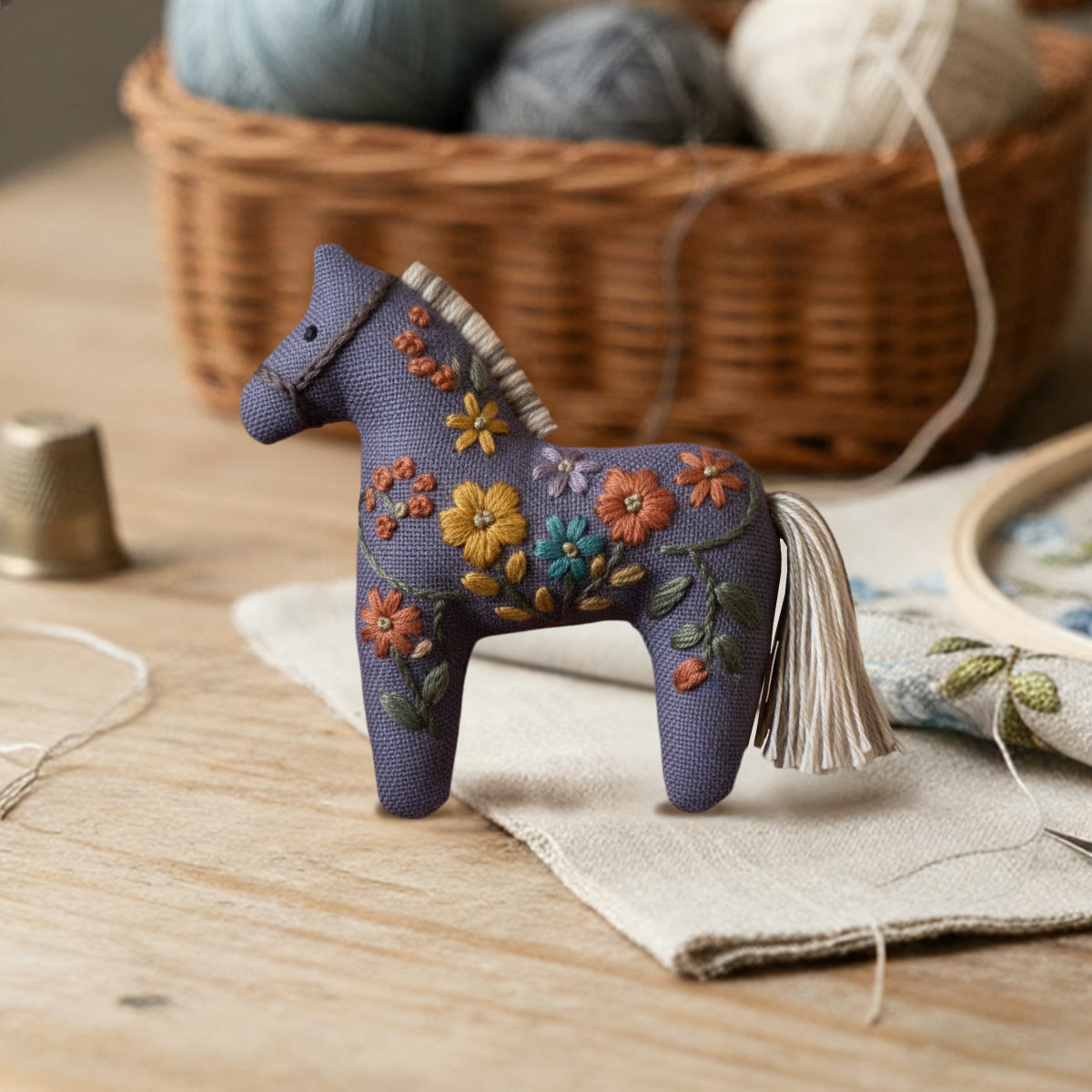 Rubbyoo Dala Horse Embroidery Kit - Mysterious Flower | Beginner Handmade Craft | Animal Hanging Art - image 2