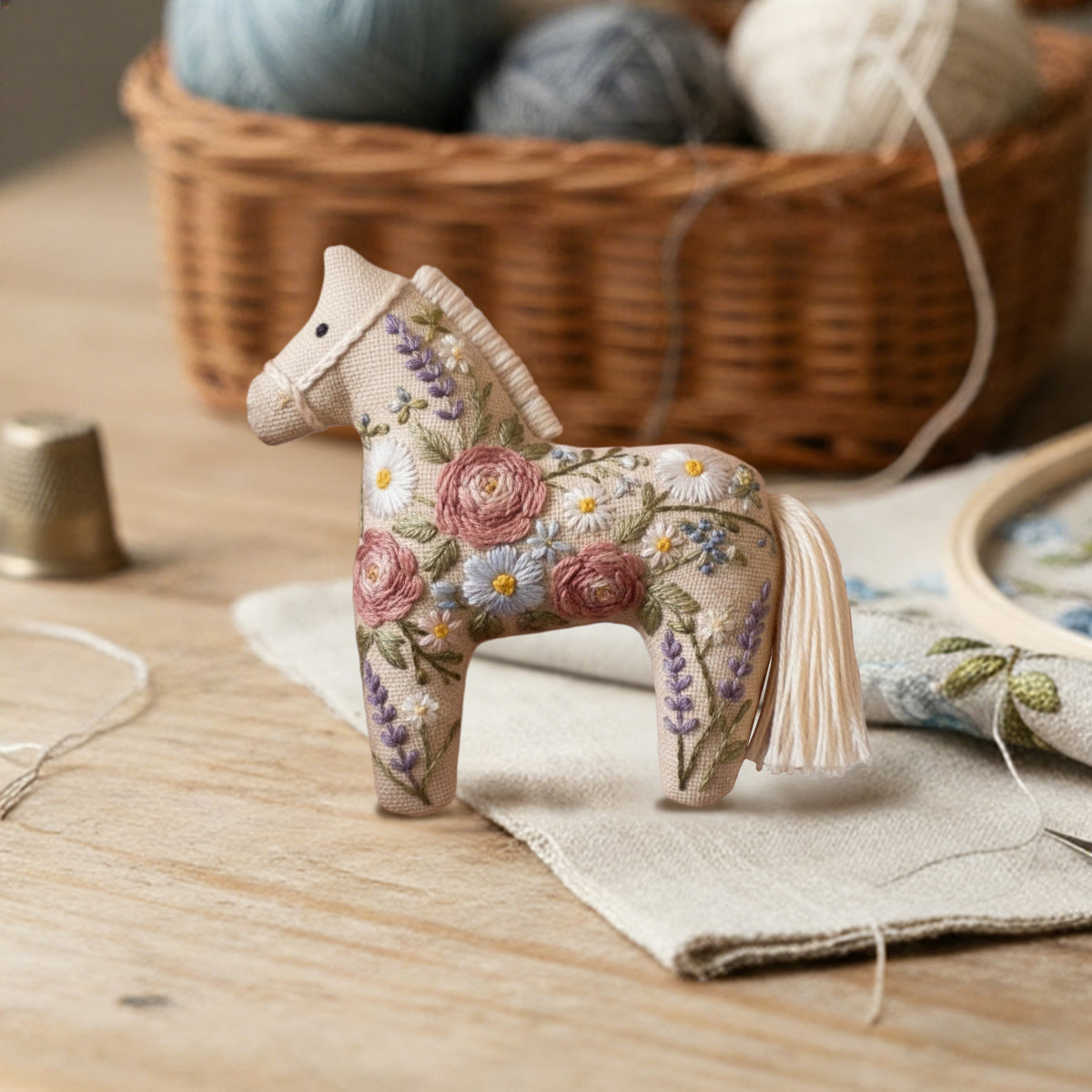 Rubbyoo Dala Horse Embroidery Kit - Charming Rose | Floral Handmade Craft | Nice Decorative Art - image 2
