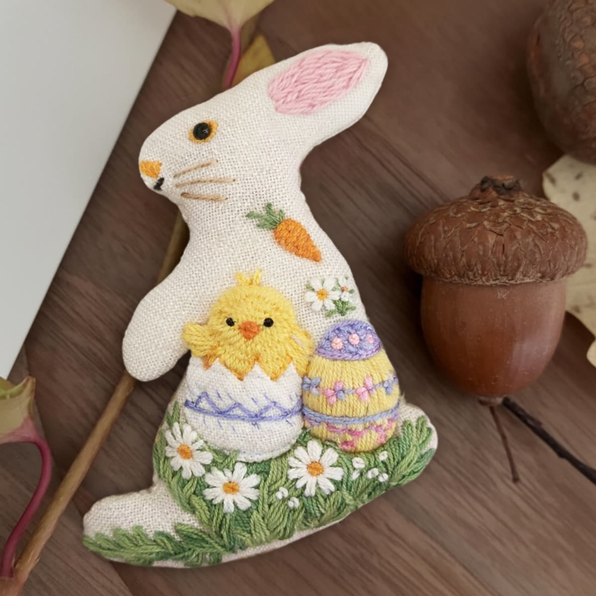 Rubbyoo Rabbit Embroidery Kit - Easter Chick | Perfect Holiday Ornament | Creative Handmade Art - 6 inches hoop kit - image 1