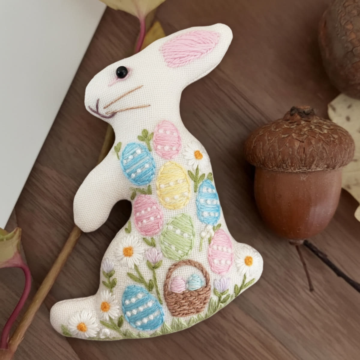 Rubbyoo Rabbit Embroidery Kit - Colourful Egg | Happy Easter Craft | Diy Handmade Art - 6 inches hoop kit - image 1