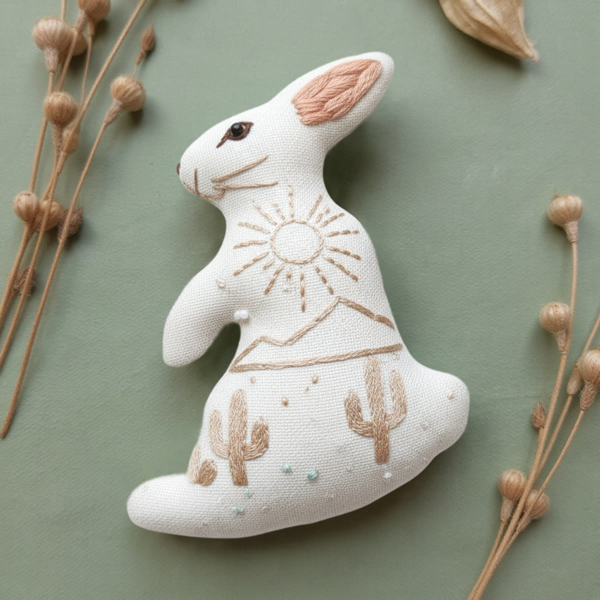 Rubbyoo Rabbit Embroidery Kit - Desert Cactus | Diy Landscape Craft | Beginner Stitch Decoration - image 2