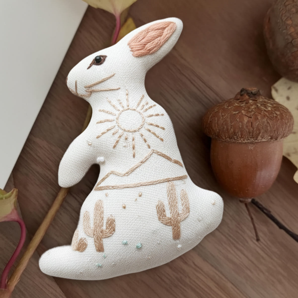 Rubbyoo Rabbit Embroidery Kit - Desert Cactus | Diy Landscape Craft | Beginner Stitch Decoration - 6 inches hoop kit - image 1