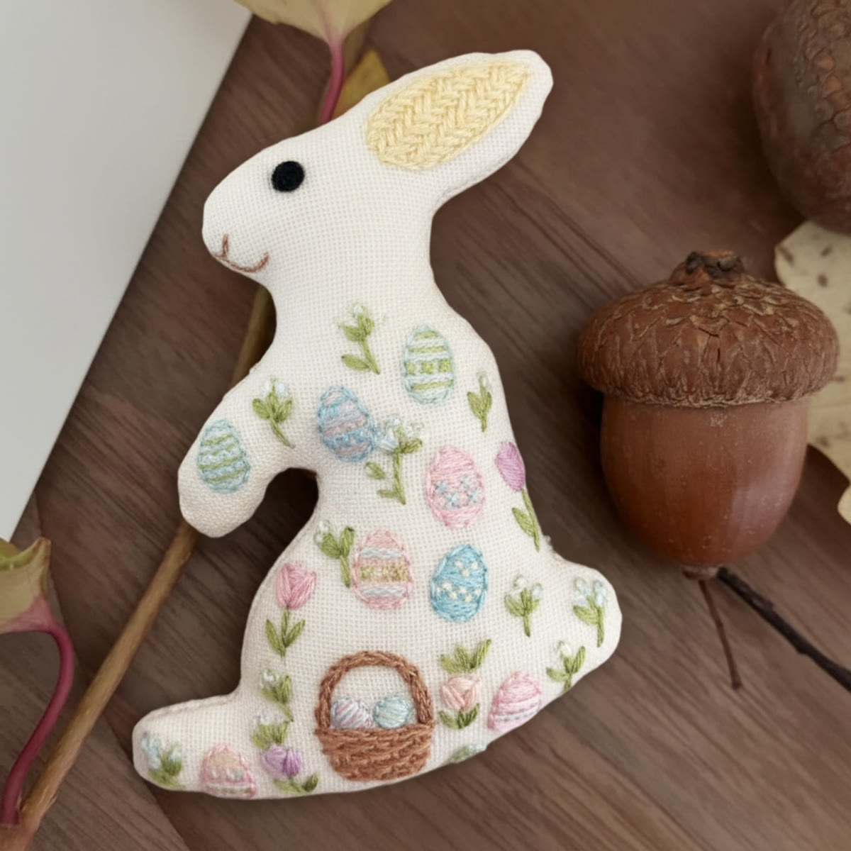 Rubbyoo Rabbit Embroidery Kit - Easter Eggs | Creative Bunny Handicraft | Perfect Home Decor - 6 inches hoop kit - image 1