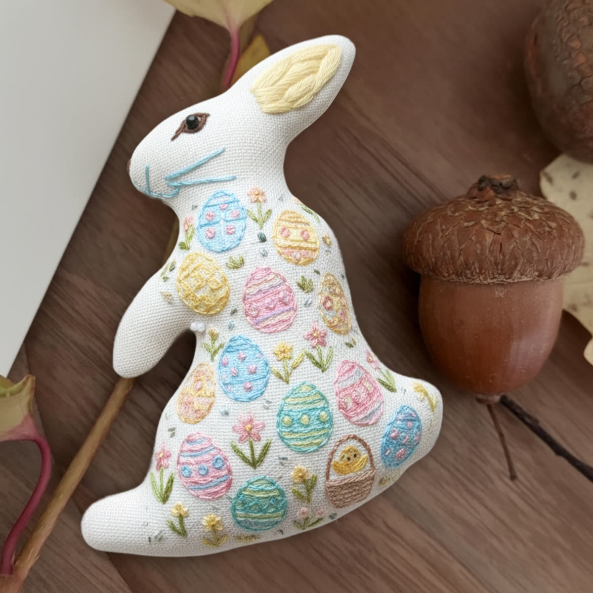 Rubbyoo Rabbit Embroidery Kit - Floral Eggs | Diy Easterr Gift | Beginner-friendly Handmade Art - 6 inches hoop kit - image 1