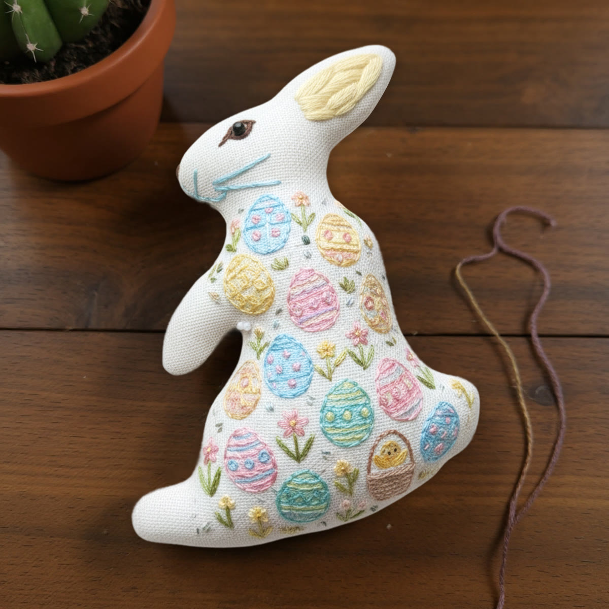 Rubbyoo Rabbit Embroidery Kit - Floral Eggs | Diy Easterr Gift | Beginner-friendly Handmade Art - image 3