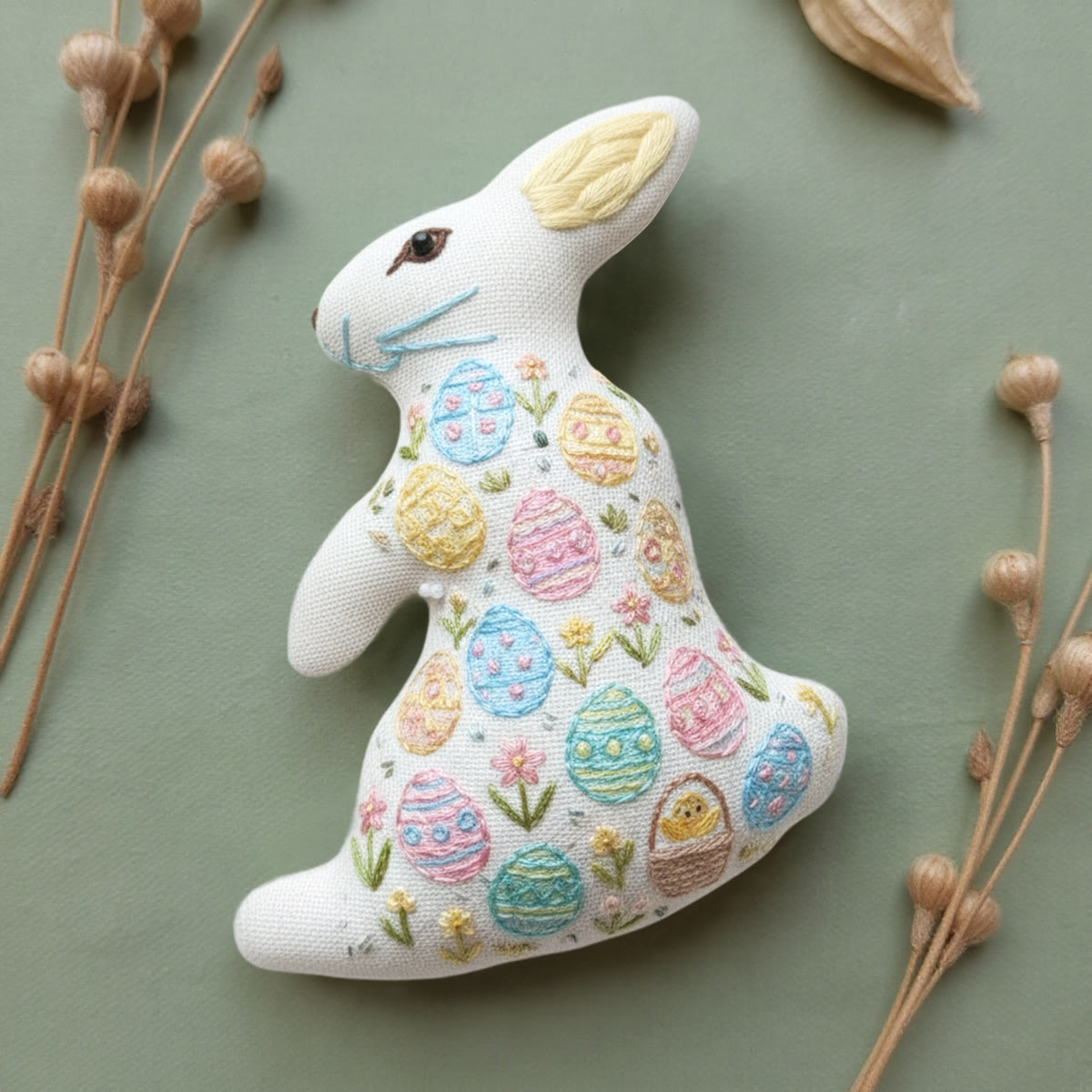 Rubbyoo Rabbit Embroidery Kit - Floral Eggs | Diy Easterr Gift | Beginner-friendly Handmade Art - image 2