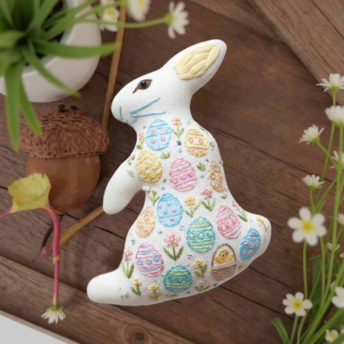 Rubbyoo Rabbit Embroidery Kit - Floral Eggs | Diy Easterr Gift | Beginner-friendly Handmade Art - image 5