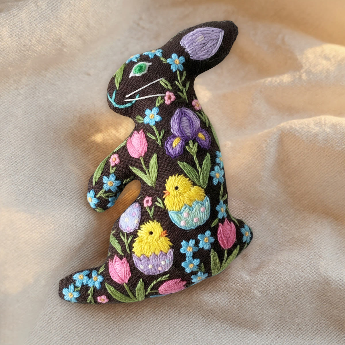 Rubbyoo Rabbit Embroidery Kit - Chick And Flower | Easter Bunny Ornament | Diy Stitch Artwork - image 9