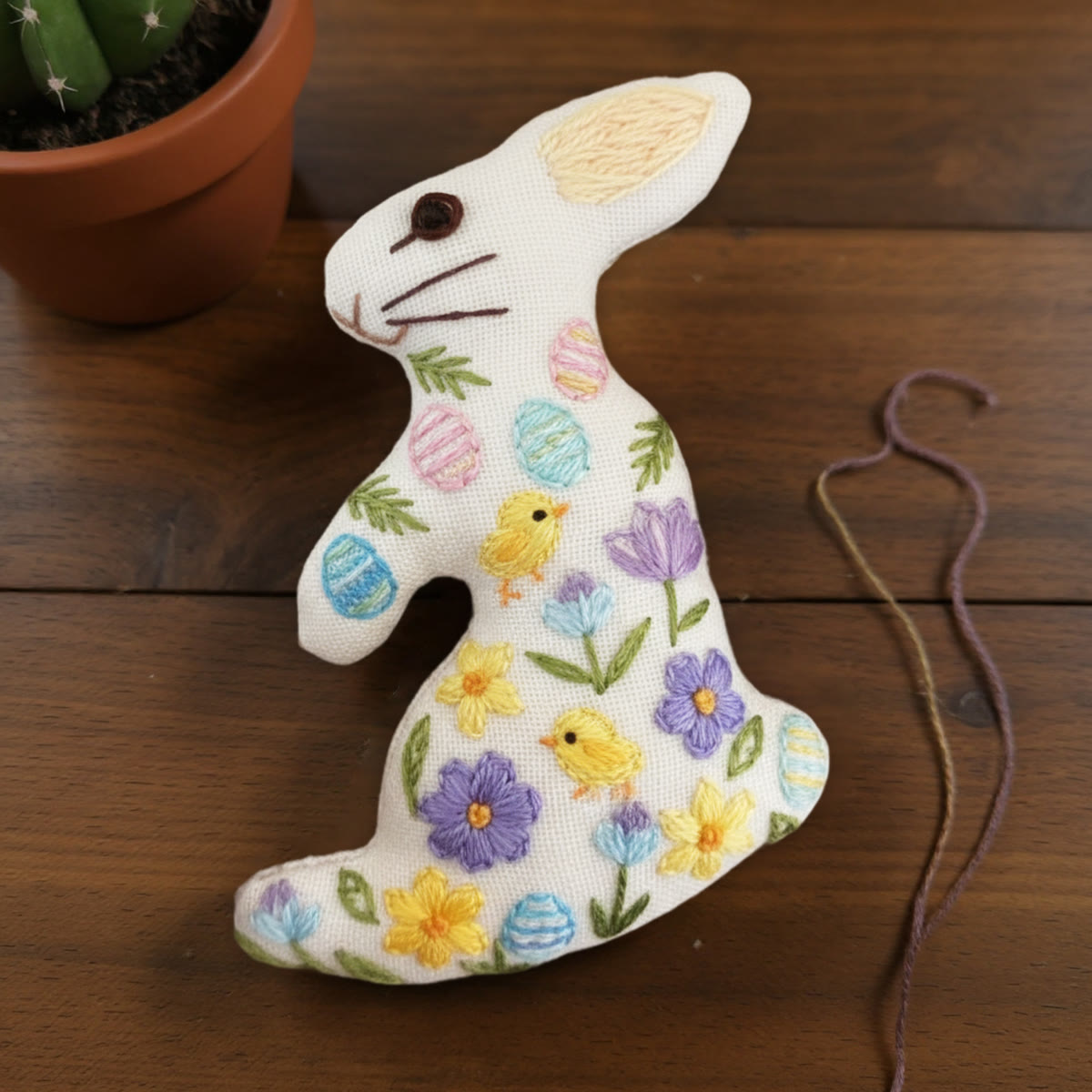 Rubbyoo Rabbit Embroidery Kit - Happy Chicks | Easter Animal Artwork | Holiday Wall Hanging  - image 9