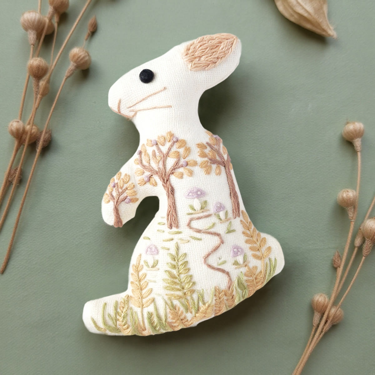 Rubbyoo Rabbit Embroidery Kit - Vibrant Forest | Creative Bunny Artwork | Perfect Gift For Animal Lovers - image 2