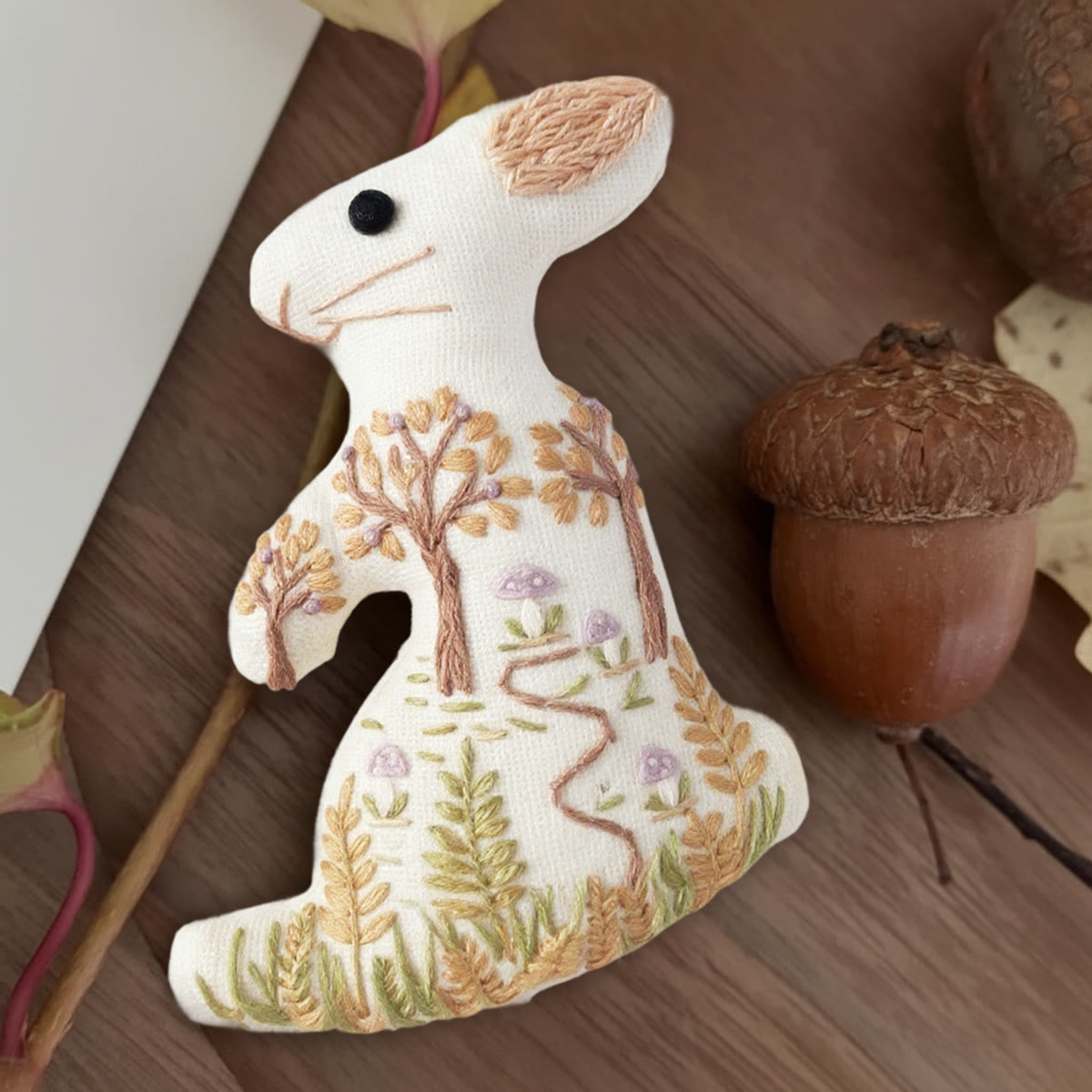 Rubbyoo Rabbit Embroidery Kit - Vibrant Forest | Creative Bunny Artwork | Perfect Gift For Animal Lovers - 6 inches hoop kit - image 1