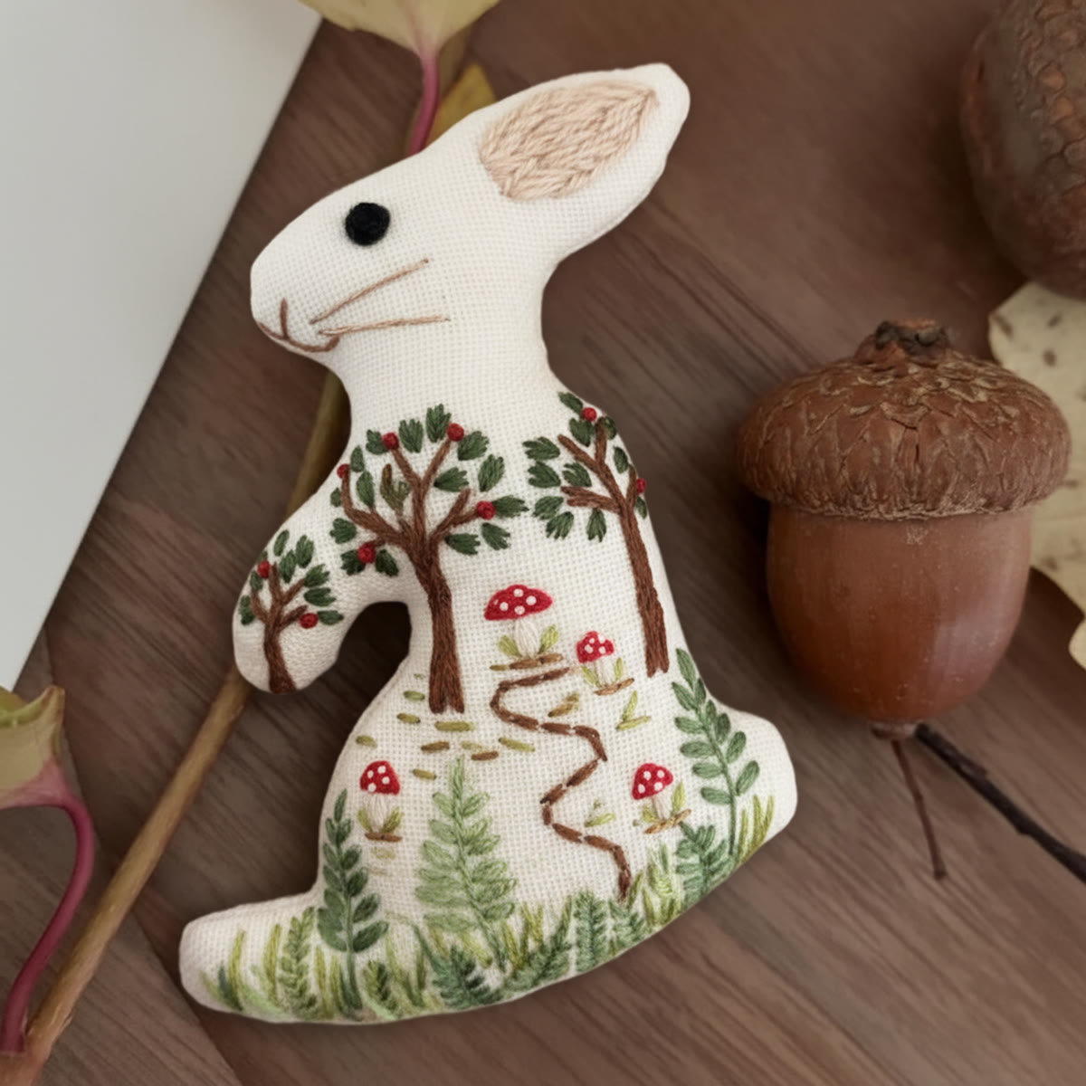 Rubbyoo Rabbit Embroidery Kit - Spring Forest | Beginner Handmade Design | Unique Birthday Gift - 6 inches hoop kit - image 1