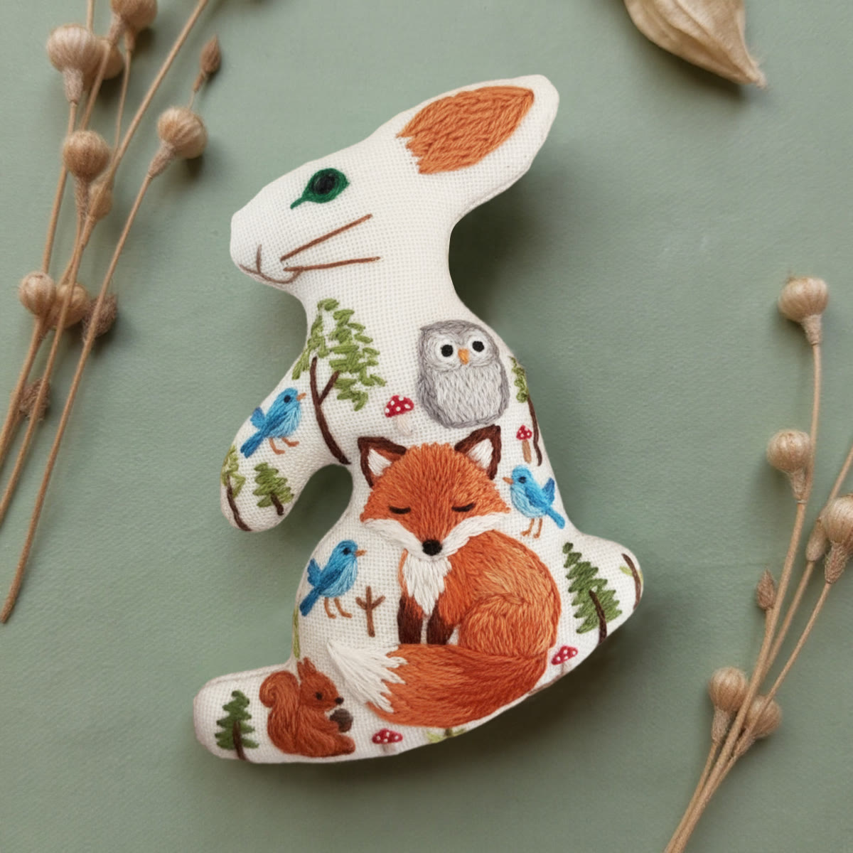 Rubbyoo Rabbit Embroidery Kit - Fox And Owl | Adorable Animal Art | Diy Bag Accessories - image 4