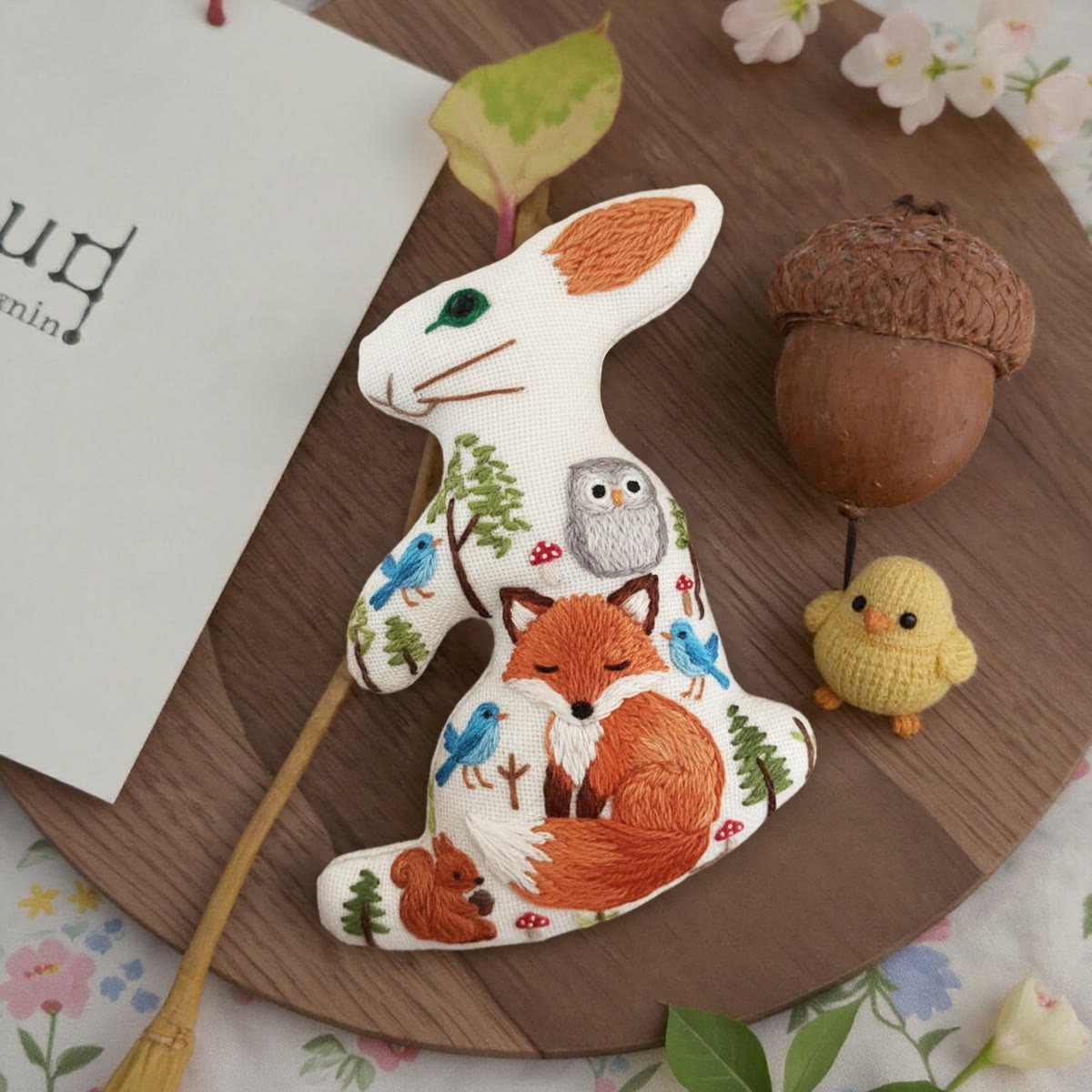 Rubbyoo Rabbit Embroidery Kit - Fox And Owl | Adorable Animal Art | Diy Bag Accessories - image 3