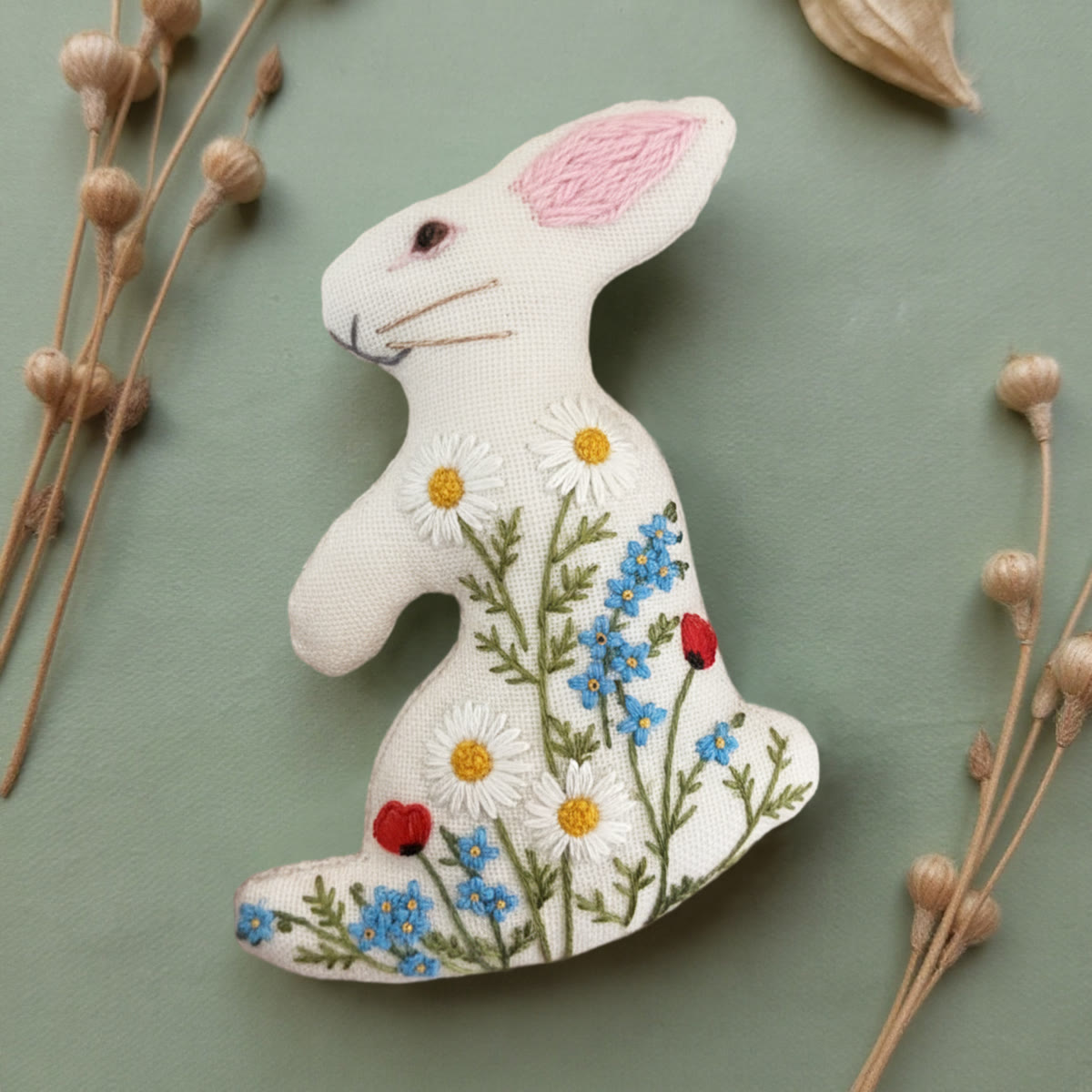 Rubbyoo Rabbit Embroidery Kit - Wildflowers | Beautiful Flower Art | Special Holiday Craft - image 2