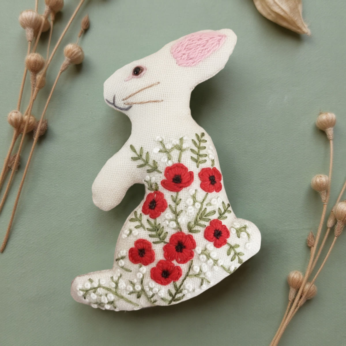 Rubbyoo Rabbit Embroidery Kit - Floral Bunny | Woodland Animals Craft | Easy For Handmade Beginners - image 2
