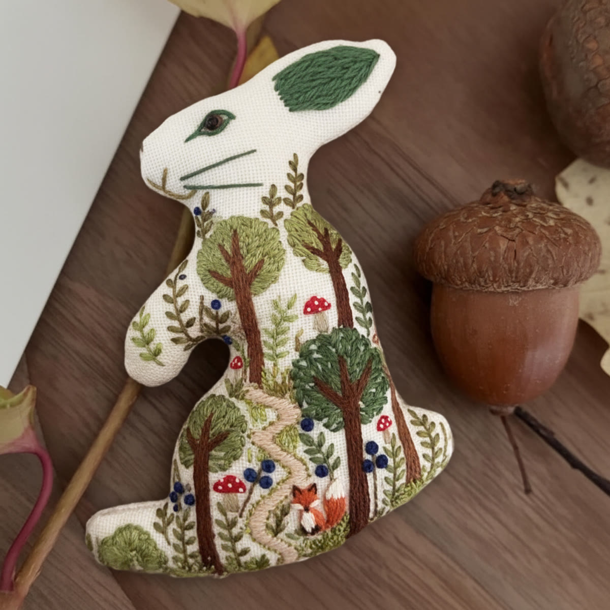 Rubbyoo Rabbit Embroidery Kit - Mysterious Forest | Creative Handmade Art |  Gift For Diy Crafters - 6 inches hoop kit - image 1