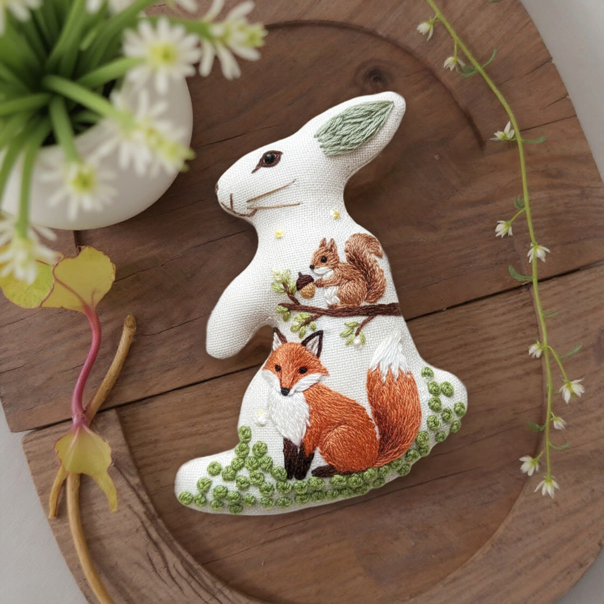 Rubbyoo Rabbit Embroidery Kit - Squirrel And Fox | Animal Stitch Craft | Unique Handmade Art - image 2