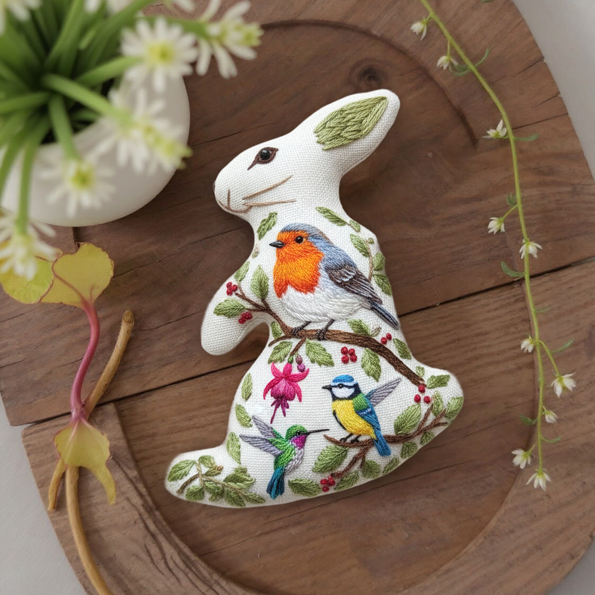 Rubbyoo Rabbit Embroidery Kit - Spring Bird |perfect Gift For Animal Lovers | Special Handmade Art - image 2