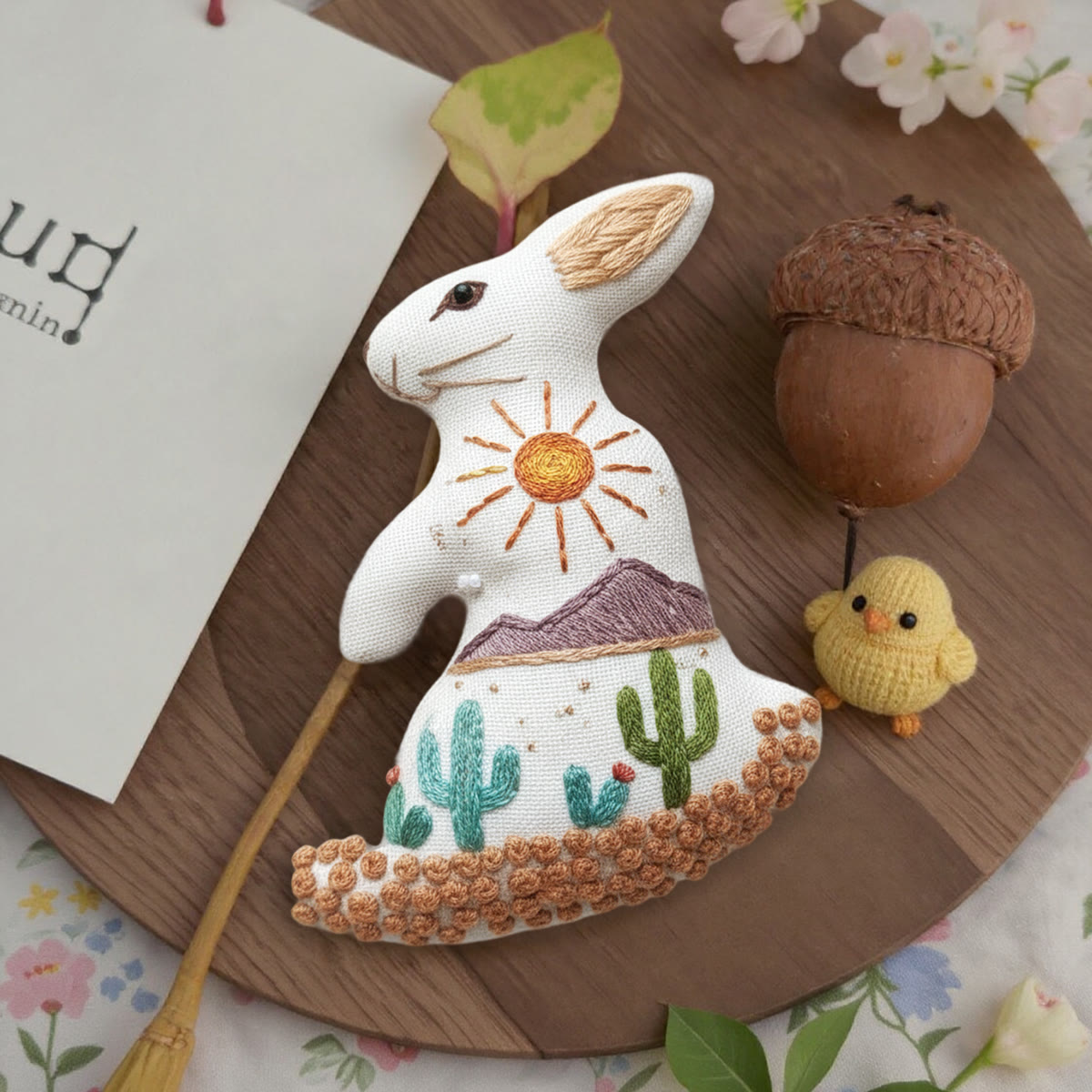 Rubbyoo Rabbit Embroidery Kit - Sun In Desert | Easy Handmade Stitch | Unique Handmade Pendants - image 3