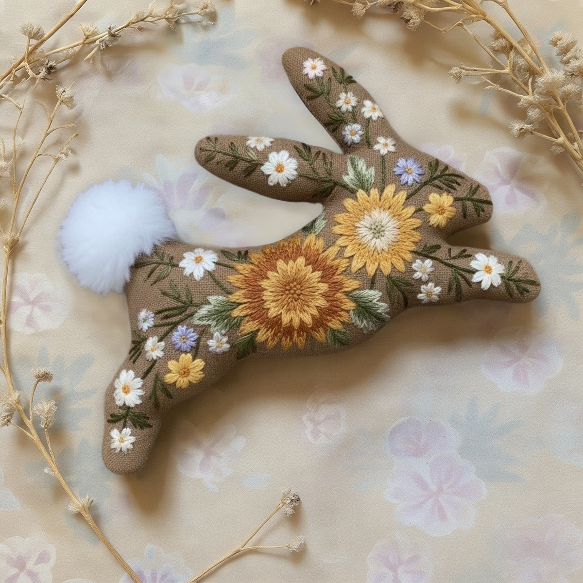 Rubbyoo Rabbit Embroidery Kit - Blooming Flowers | Unique Hanging Art | Lovely Handicraft For Mom - image 7