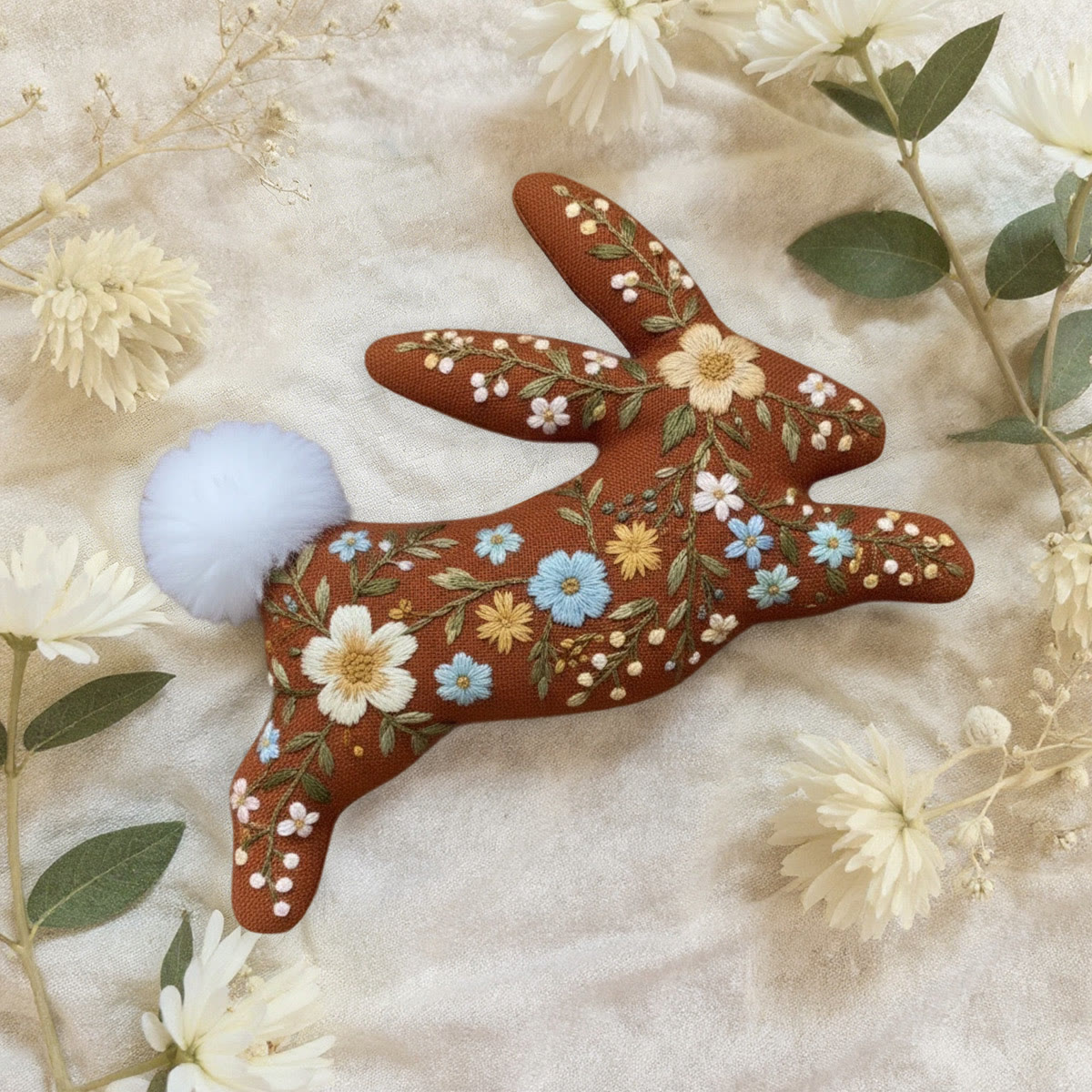 Rubbyoo Rabbit Embroidery Kit - Blooming Wildflowers | Easter Bunny Art | Gift For Crafters - image 6