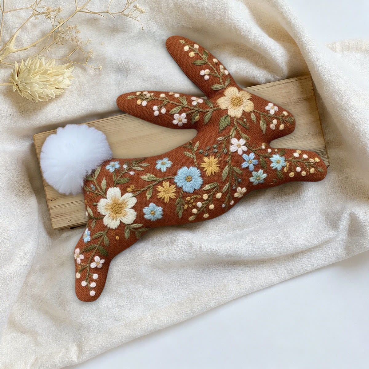 Rubbyoo Rabbit Embroidery Kit - Blooming Wildflowers | Easter Bunny Art | Gift For Crafters - image 5