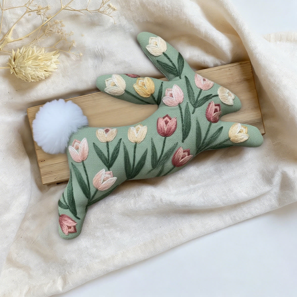 Rubbyoo Rabbit Embroidery Kit - Vibrant Tulips | Colorful Flower Craft | Special Handmade Gift For Mom - image 7