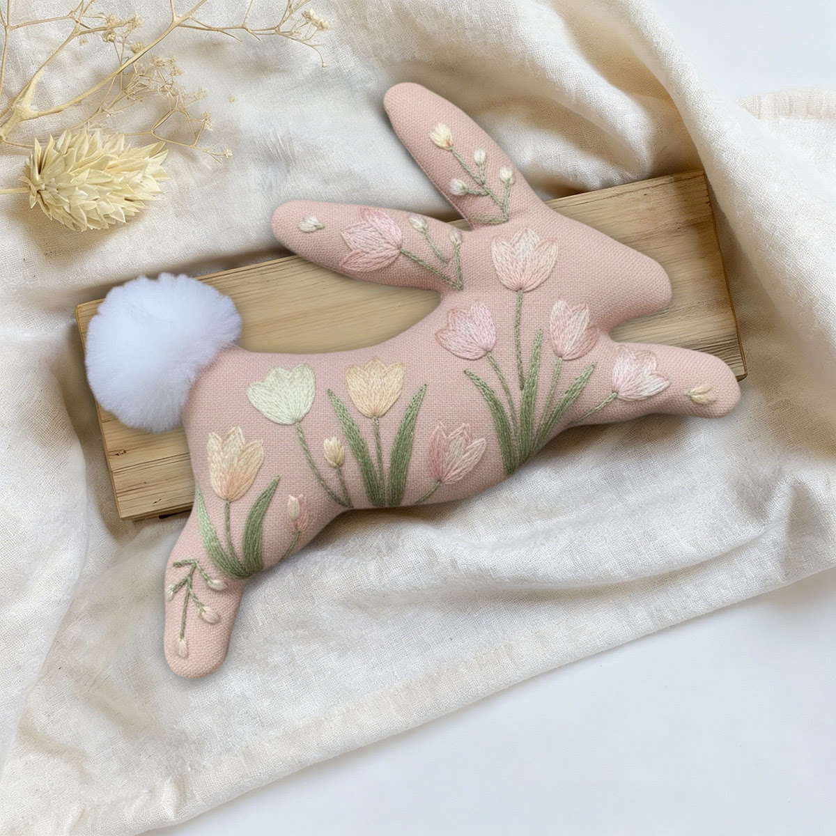 Rubbyoo Rabbit Embroidery Kit - Pink Tulips | Unique Flower Artwork | Gift For Her  - image 6
