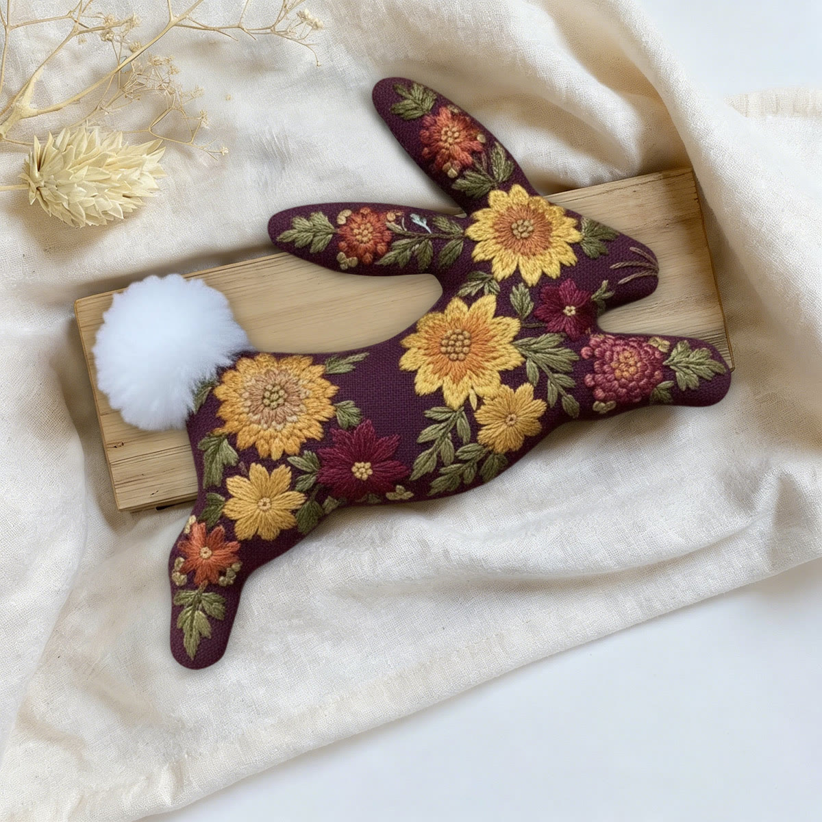 Rubbyoo Rabbit Embroidery Kit - Vibrant Flower | Creative Bunny Art | Nice Bagpack Ornament - image 5