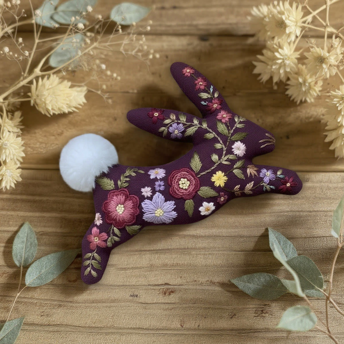 Rubbyoo Rabbit Embroidery Kit - Floral Bunny  | Gift For Her | Diy Holiday Decoration - image 3